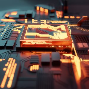 Computer Glowing Futuristic CPU Processor Concept